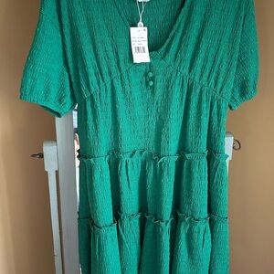 Green Textured Dress